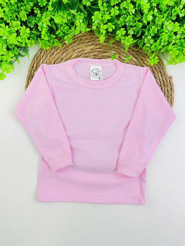 Camiseta Manga Longa Mafessoni Canelada Rosa Claro