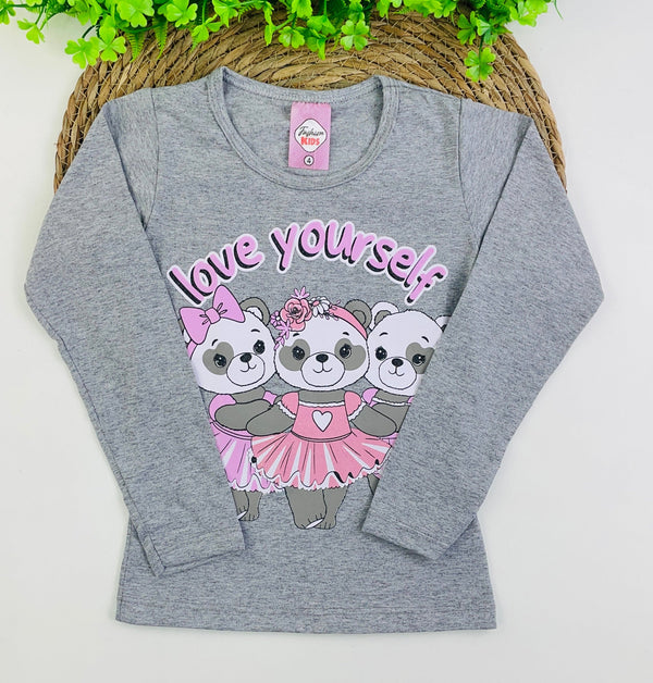 Blusa Manga Longa Fashion Kids Love Yourself