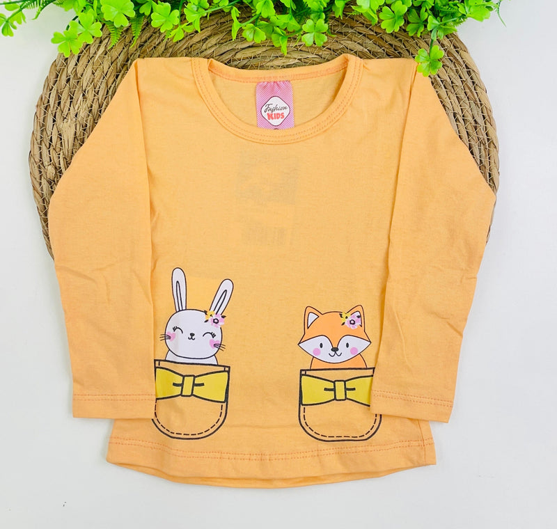 Blusa Manga Longa Fashion Kids Raposa E Coelha