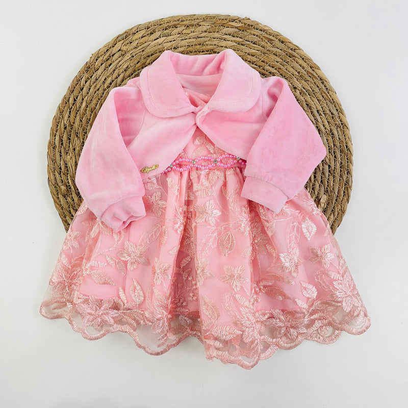 Vestido Djiele Renda Glamour Com Casaco