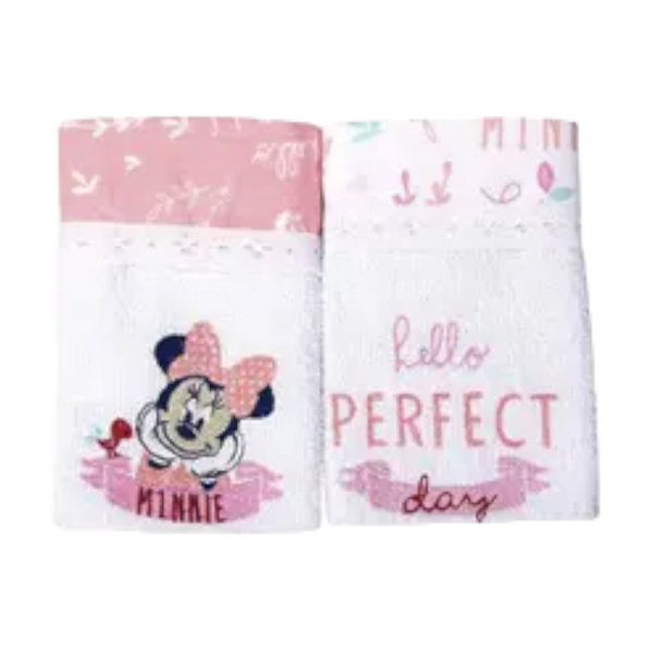 Babete Disney Baby De Felpa Bordada Do Minnie C/ 2 Pcs