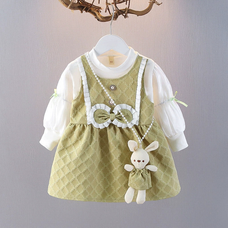 Vestido Infantil Manga Longa Lacinho