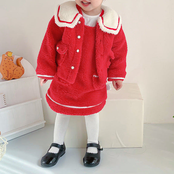 Conjunto Infantil Feminino Vermelho Plush
