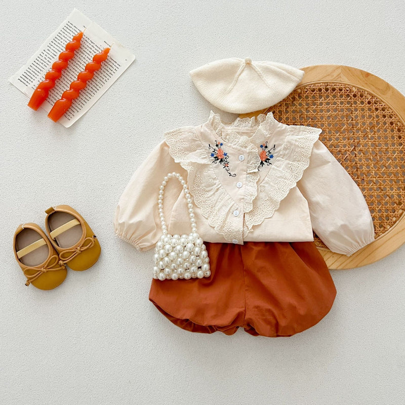 Conjunto Infantil Feminino Bordado Florzinha