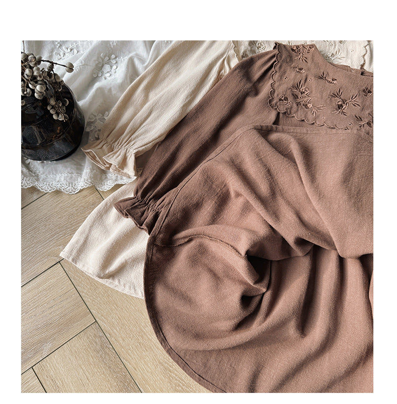 Vestido Infantil Com Gola Flores