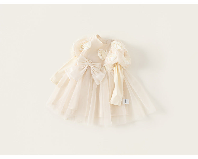 Vestido Infantil Flores e Lacinho