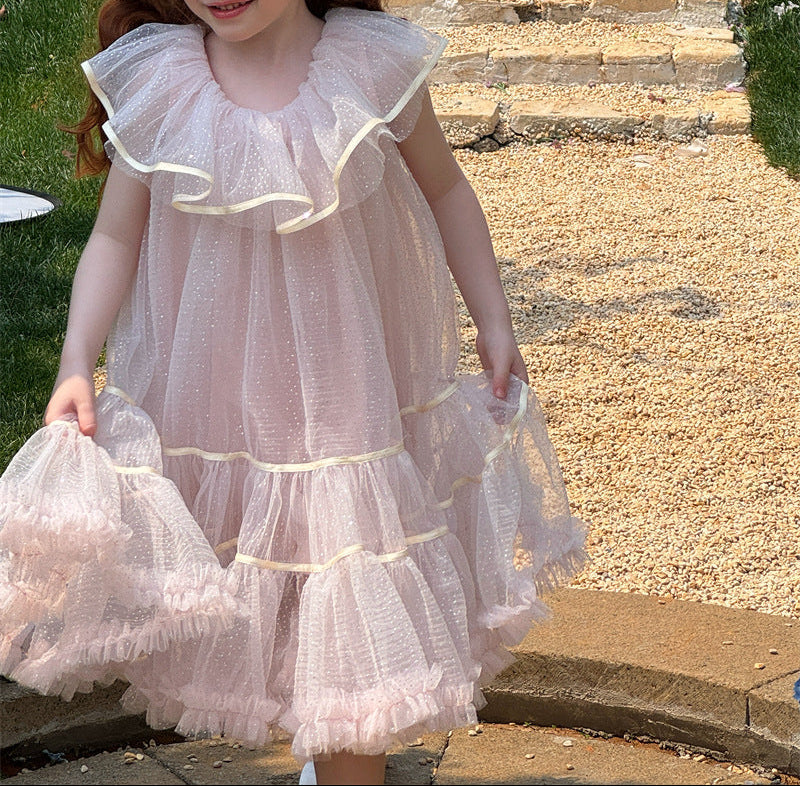 Vestido Infantil de Tule Babados