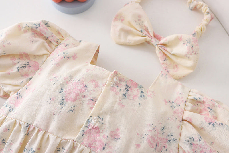 Body/ Vestido Infantil Flores Lacinho