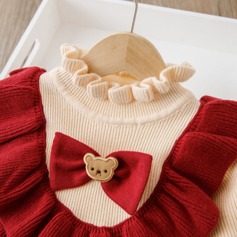 Vestido Infantil De Tricô Ursinho