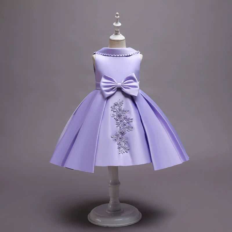 Vestido Infantil Lacinho e Aplíque Floral