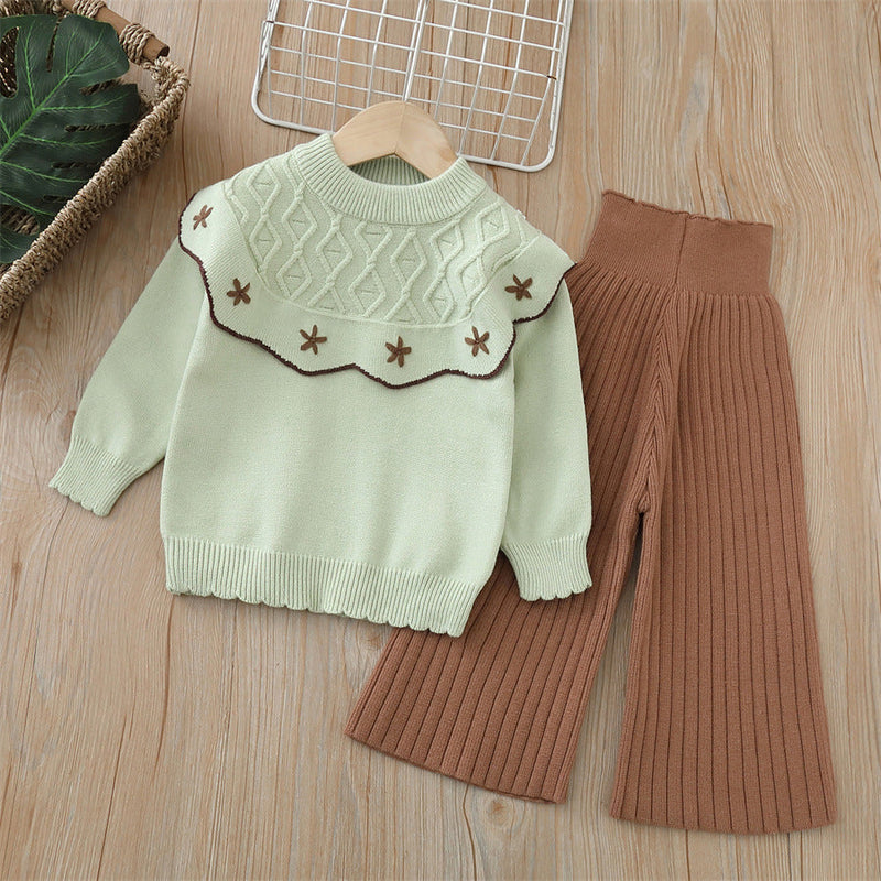 Conjunto Infantil Tricô Estrelinha e Pantalona