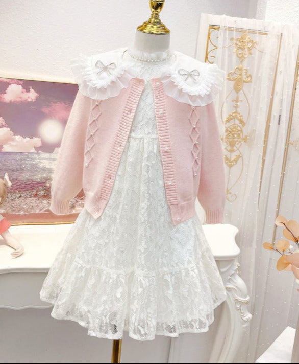 Conjunto Infantil Feminino Rendado Lacinhos