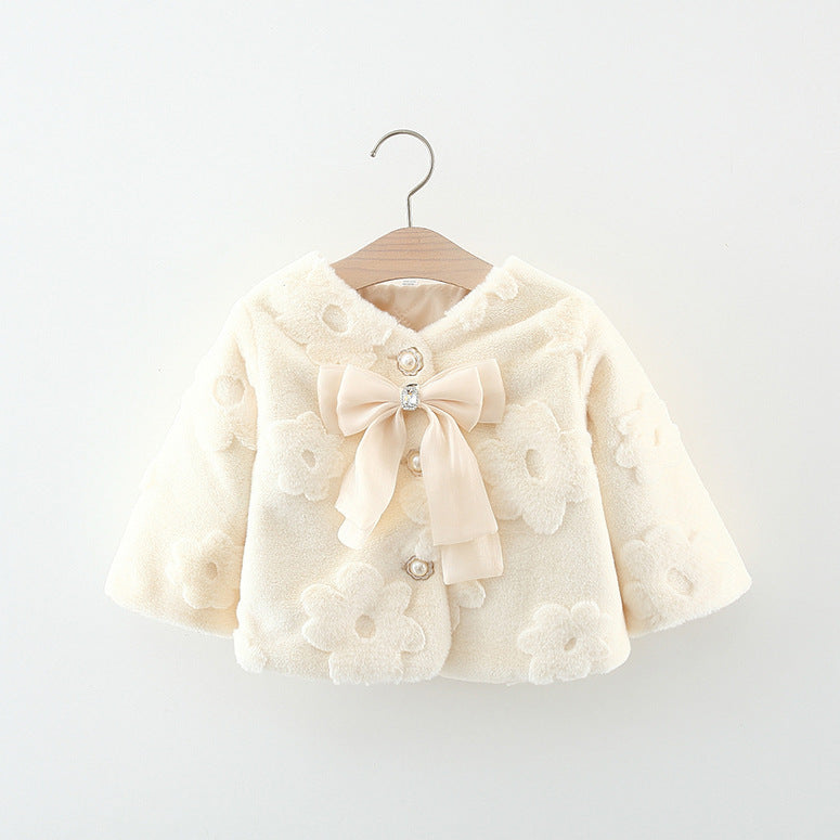 Casaco Infantil Feminino Floral Lacinho