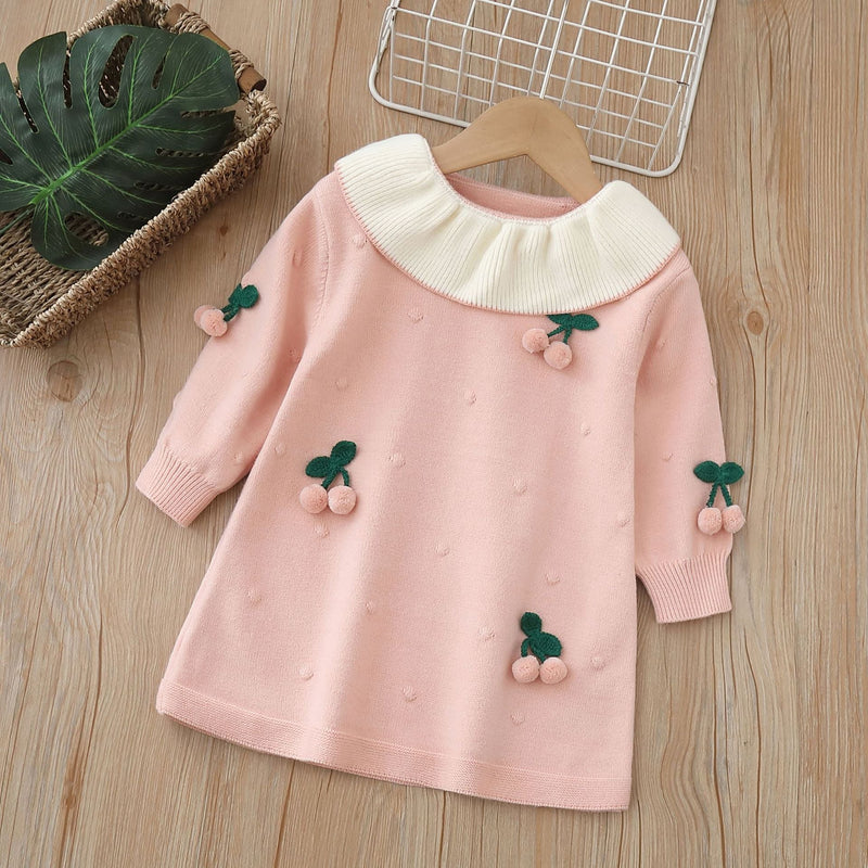 Vestido Infantil Inverno Cerejinhas
