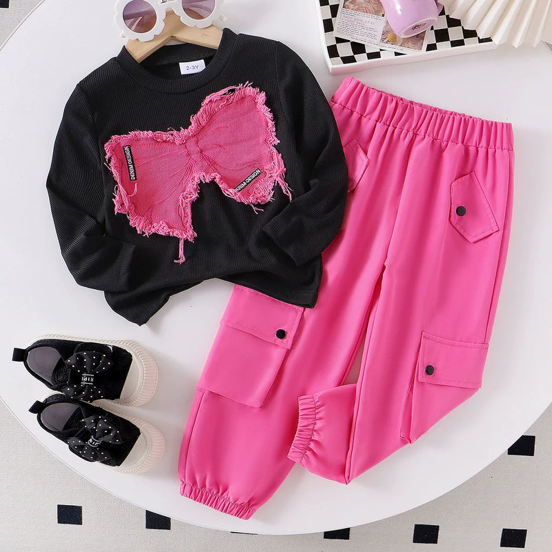 Conjunto Infantil Feminino Rosa e Preto
