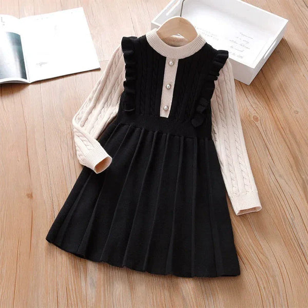 Vestido Infantil de Tricô Pérolas