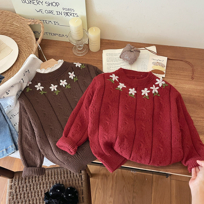 Blusa Infantil Feminina Tricô Florzinhas