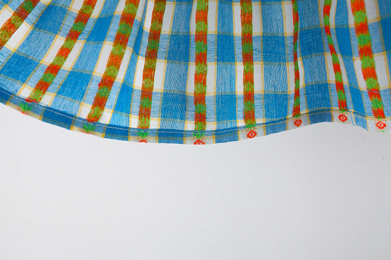Vestido Infantil Xadrez Rendinha na Gola