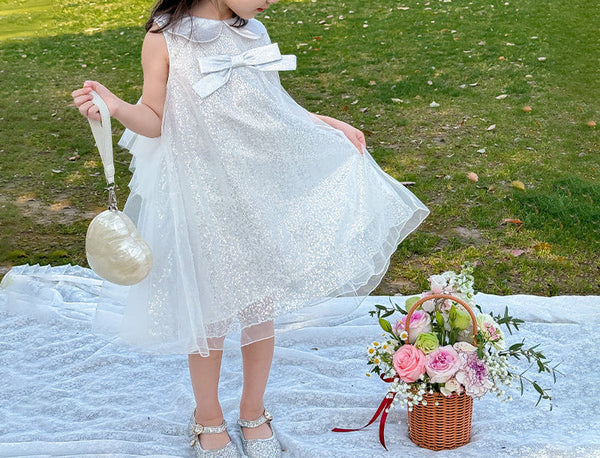 Vestido Infantil Brilhante Lacinho