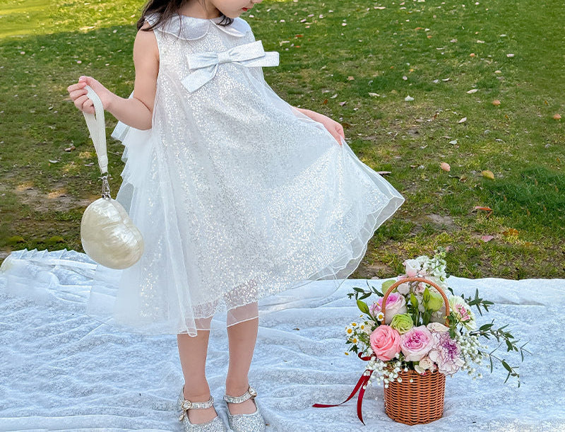 Vestido Infantil Brilhante Lacinho