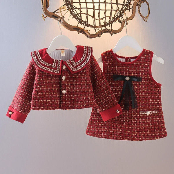 Conjunto Infantil Feminino Vermelho Tweed