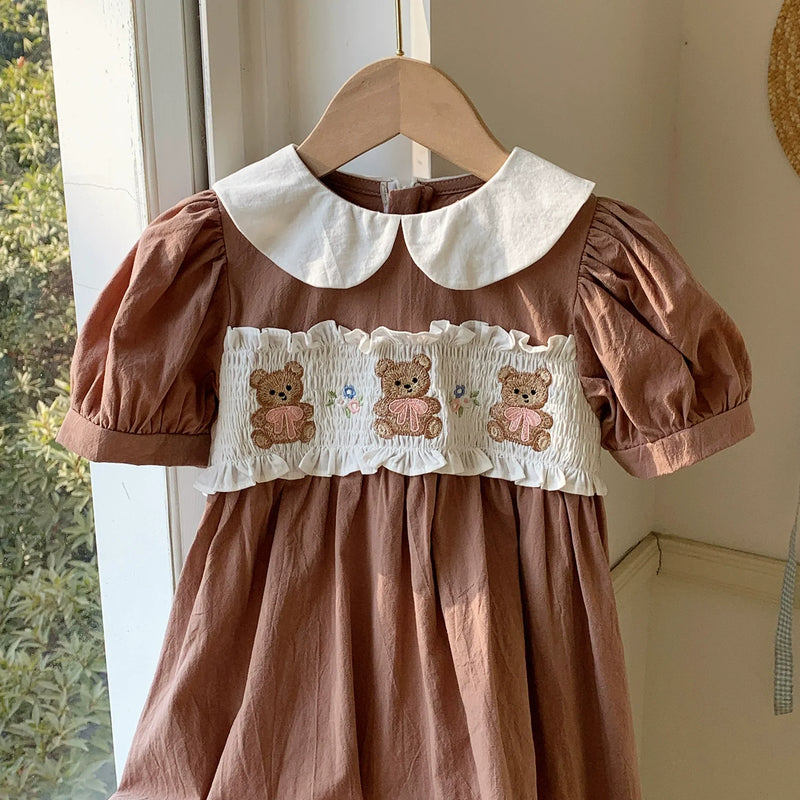 Vestido Infantil Marrom Ursinhos