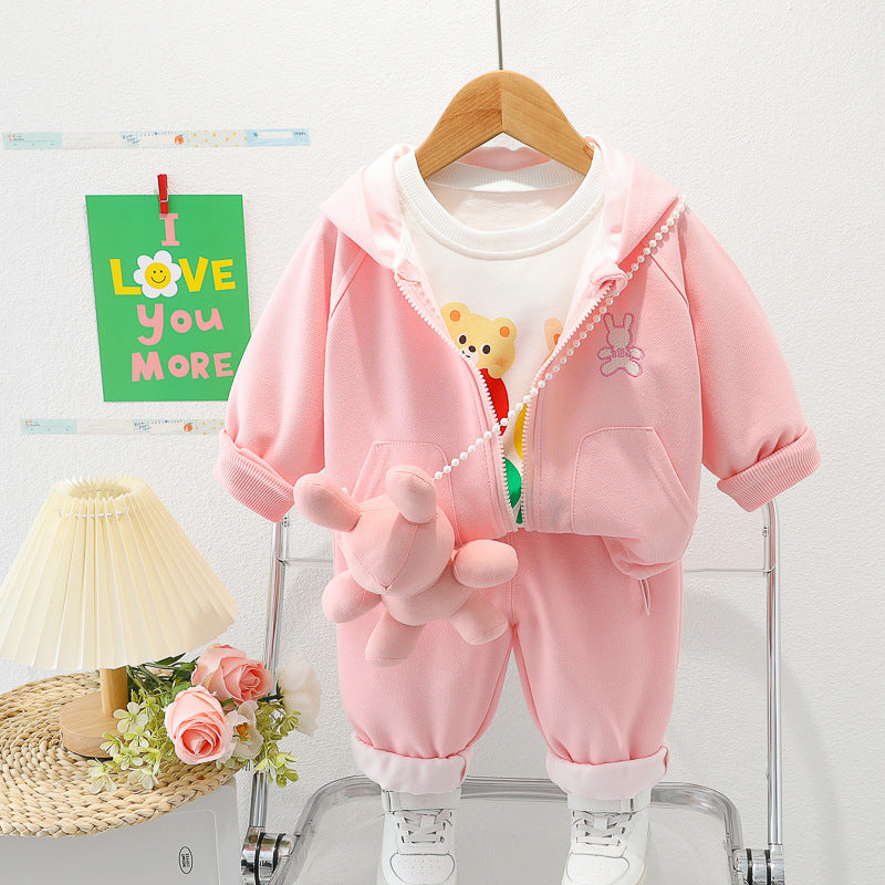 Conjunto Infantil Feminino Coelho 3 Peças Bolsinha