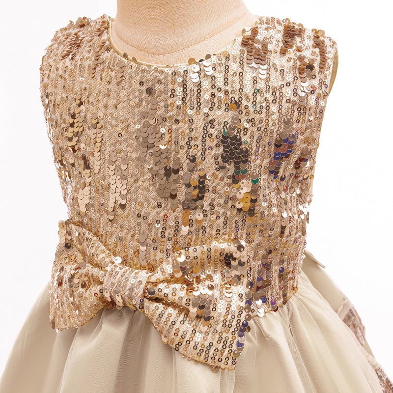 Vestido Infantil de Festa Lantejoulas Lacinho