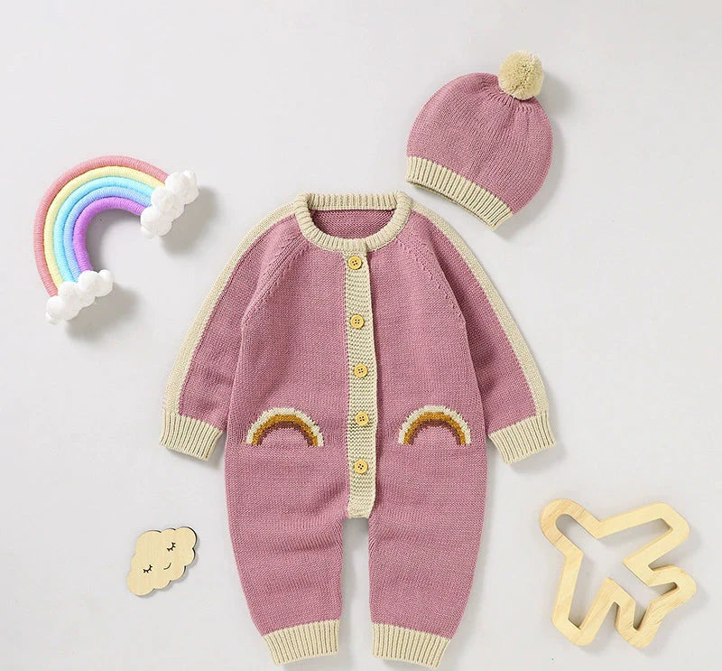 Macacão Infantil de Tricô Arco íris