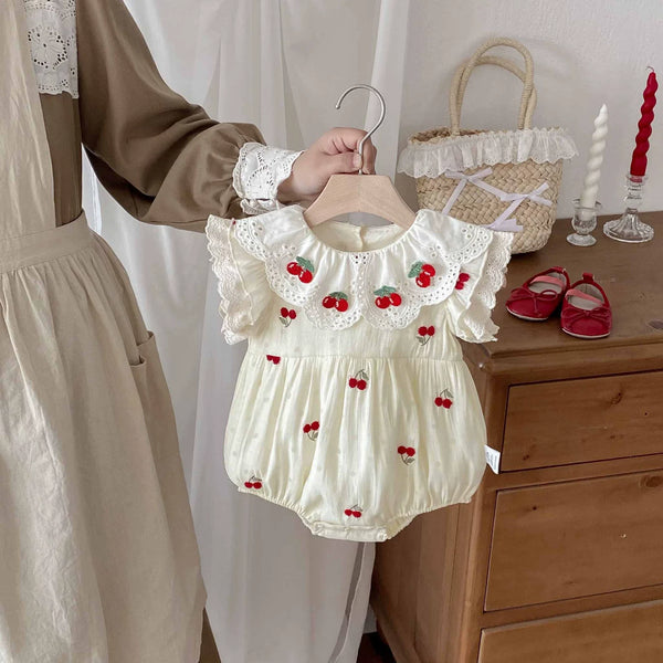 Body Infantil Feminino de Algodão Cerejinhas