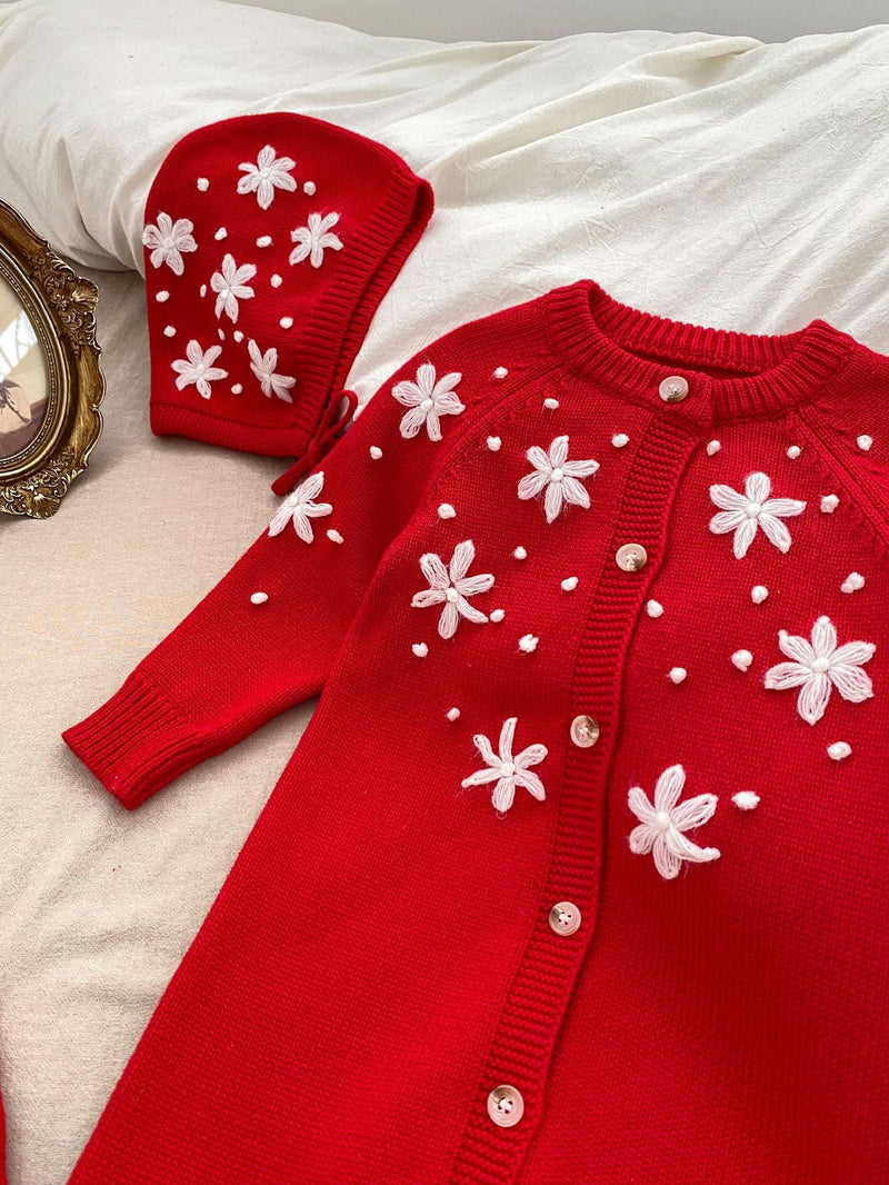 Macacão/ Blusa Infantil Vermelho Florzinhas