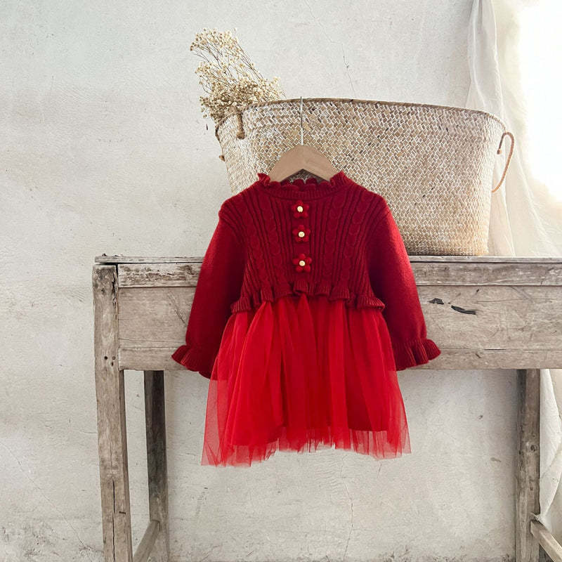 Vestido Infantil Tule e Florzinhas