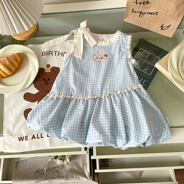 Vestido Infantil Xadrez Azul
