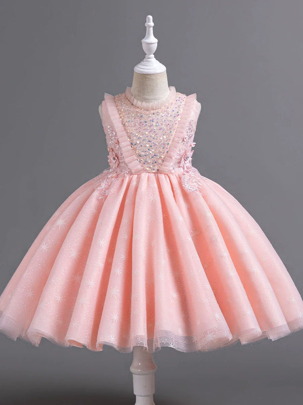 Vestido De Festa Infantil Brilhante Flores
