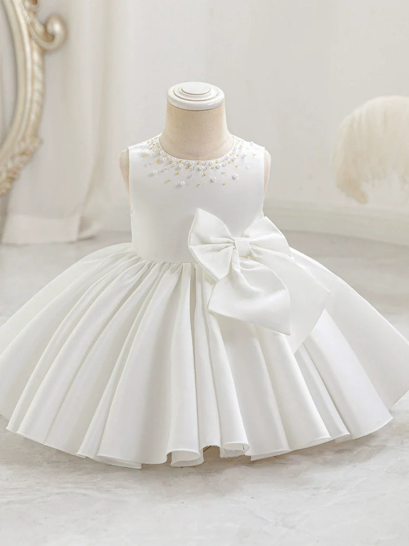 Vestido Infantil  De Festa Pérolas Lacinho