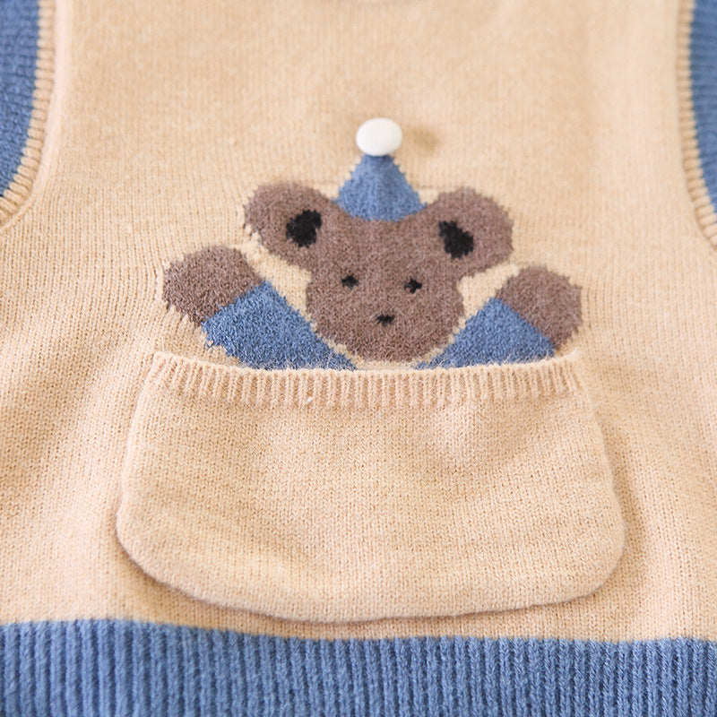 Conjunto Infantil Masculino 3 Peças Bolso Ursinho