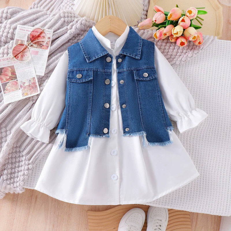 Vestido Infantil Feminino + Jaqueta Jeans