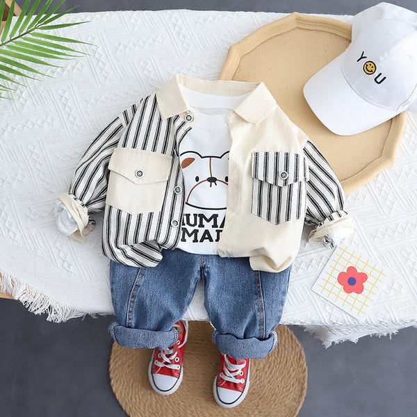 Conjunto Infantil Masculino Bolso Lístras Ursinho