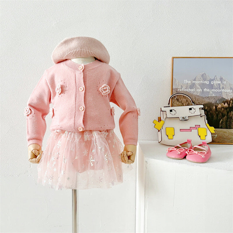 Conjunto Infantil Flores e Saia Tule