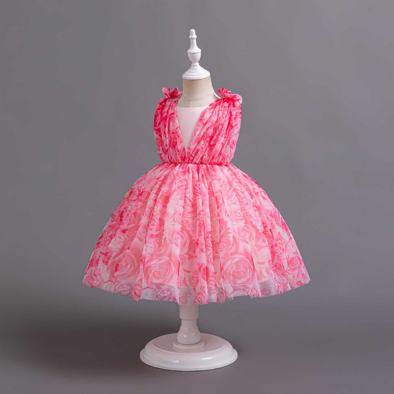 Vestido de Festa Infantil Rosa Floral