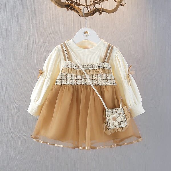 Vestido Infantil Tule e Tweed