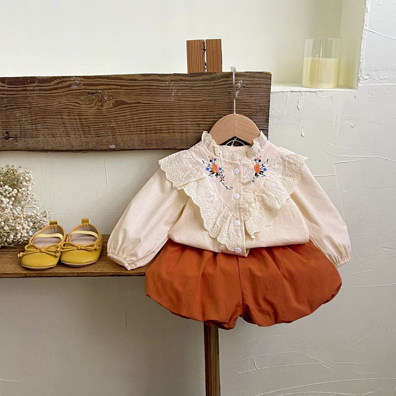 Conjunto Infantil Feminino Bordado Florzinha