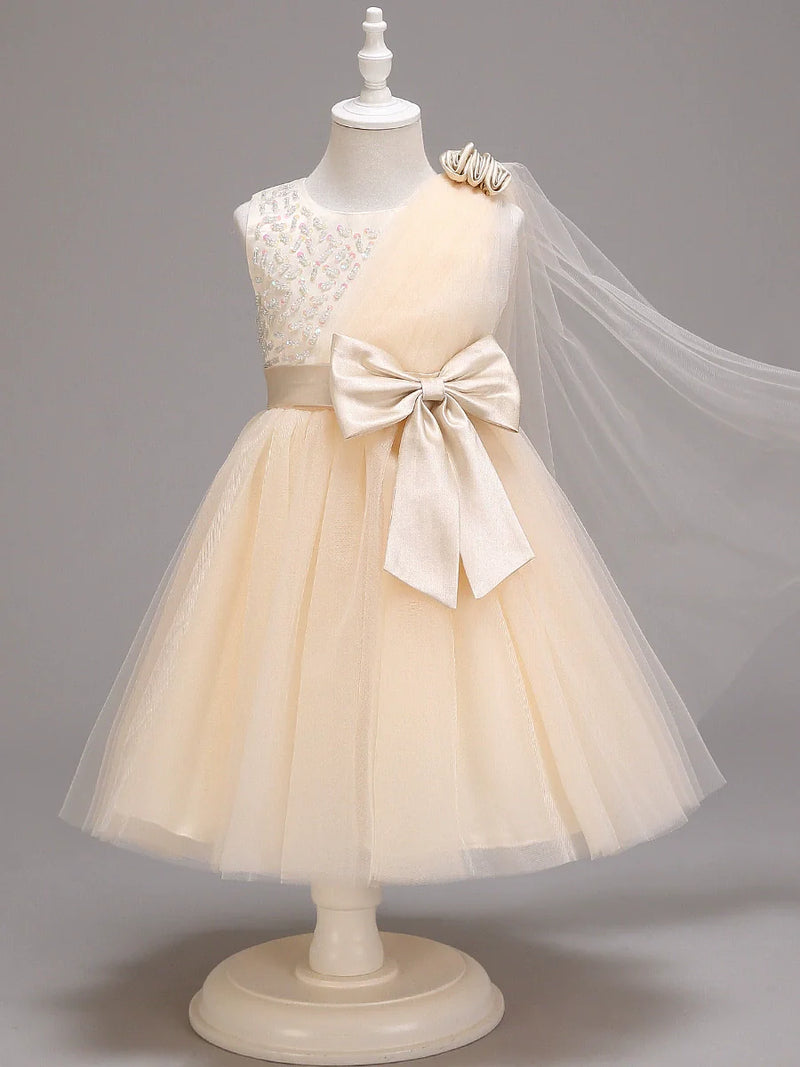 Vestido De Festa de Tule Brilhos e Lacinho
