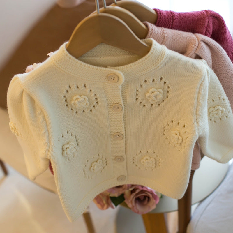 Cardigan Infantil Tricô Florzinha