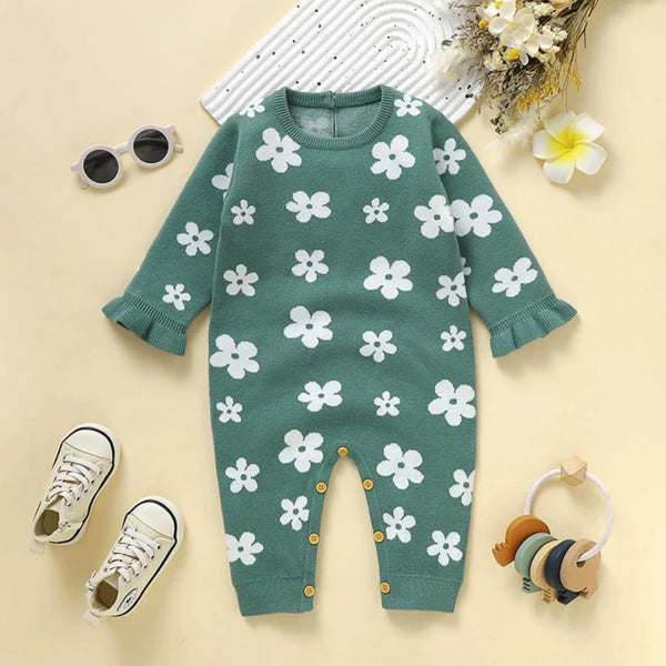 Macacão Infantil Tricô Florzinhas