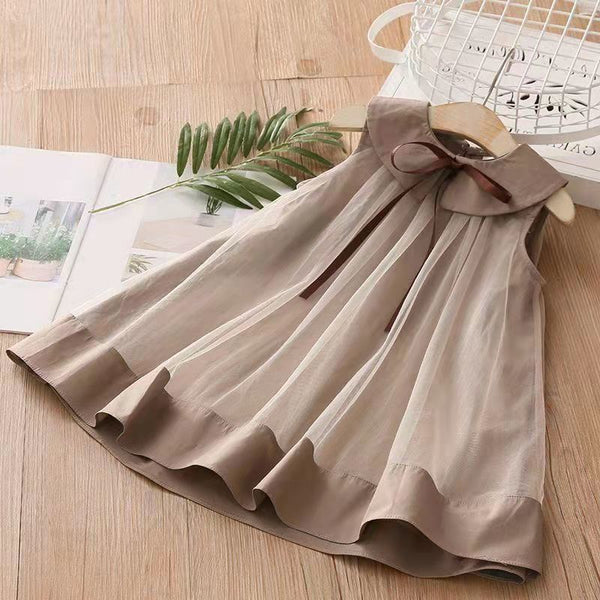 Vestido Infantil Marrom Lacinho
