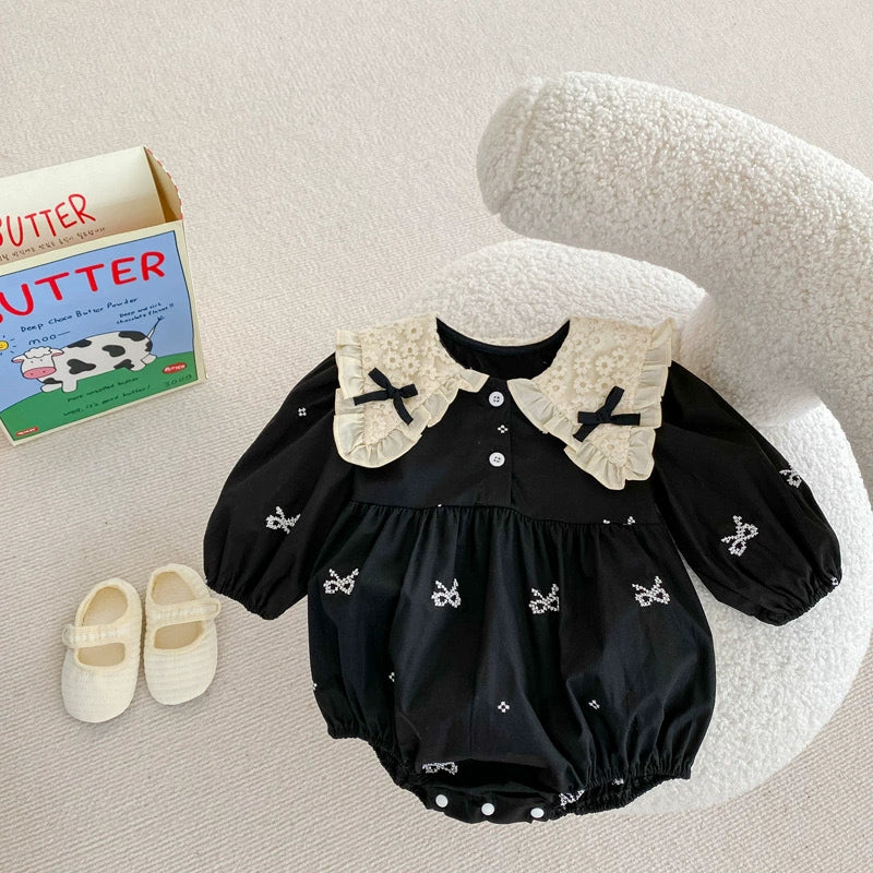 Body/ Vestido Infantil Preto Lacinhos