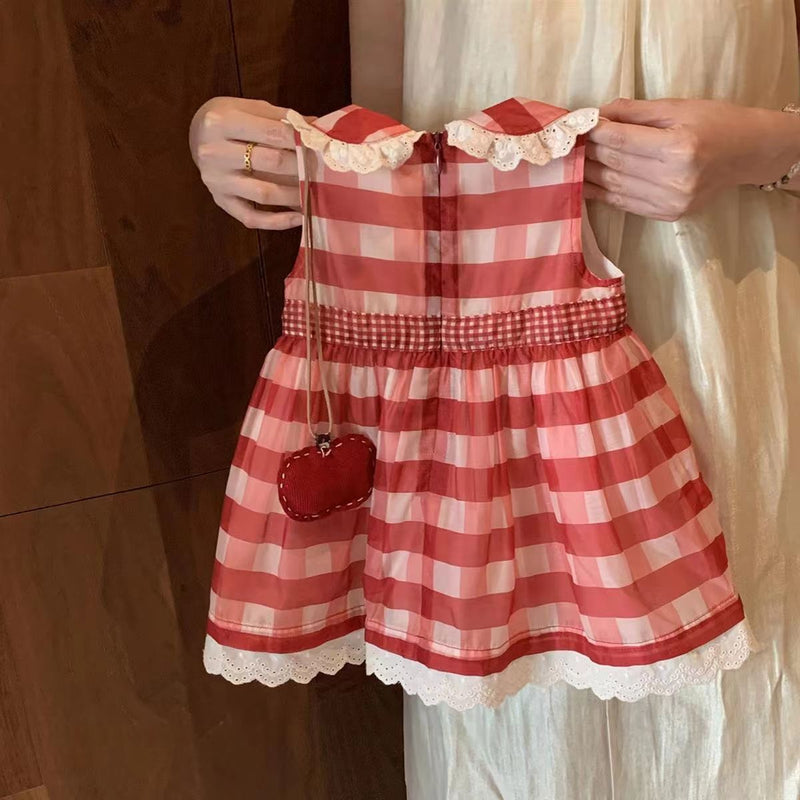 Vestido Infantil Xadrez Cerejinhas