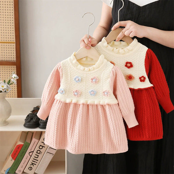Vestido Infantil Tricô Florzinhas