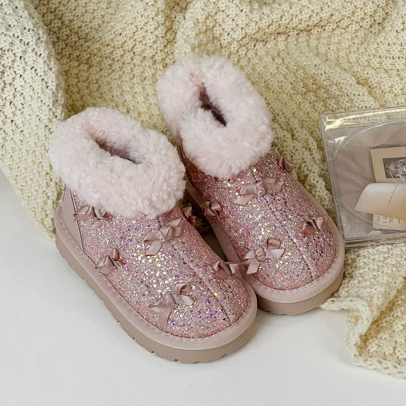 Bota Infantil Feminina Brilhante Lacinhos